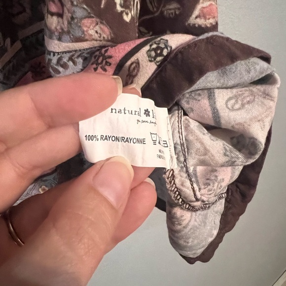 Natural Life Mini Dress Tunic Floral Brown Pink Boho Size Medium - Picture 10 of 10